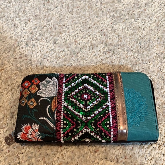 Desigual Colorful Beaded and Embroidered Wallet - Picture 2 of 5